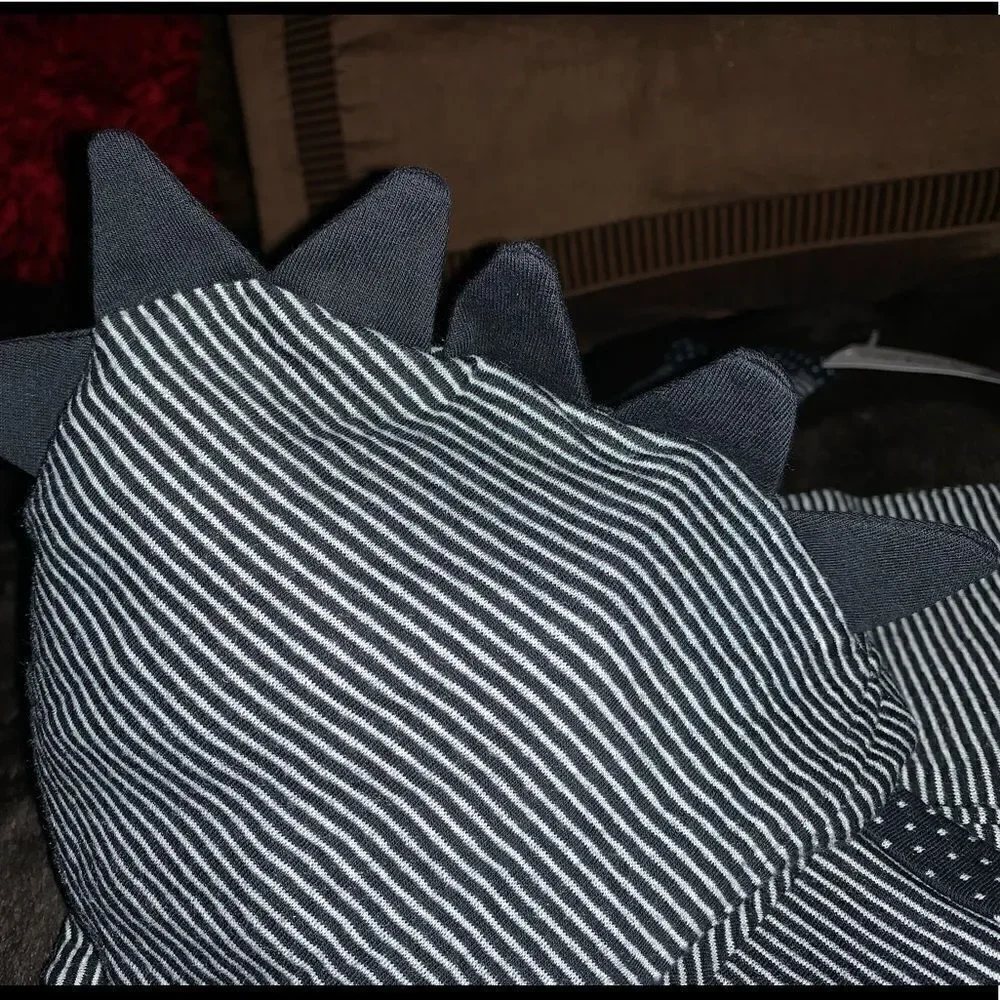 Black and White Striped Dinosaur Hood Zipper 12 months